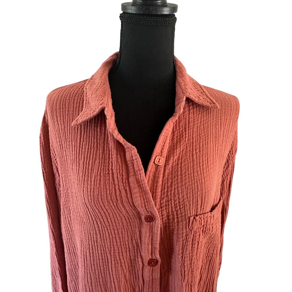 Rachel Pally - Gauze Amerie Shirt Dress - Persimmon- XL - Picture 5 of 14
